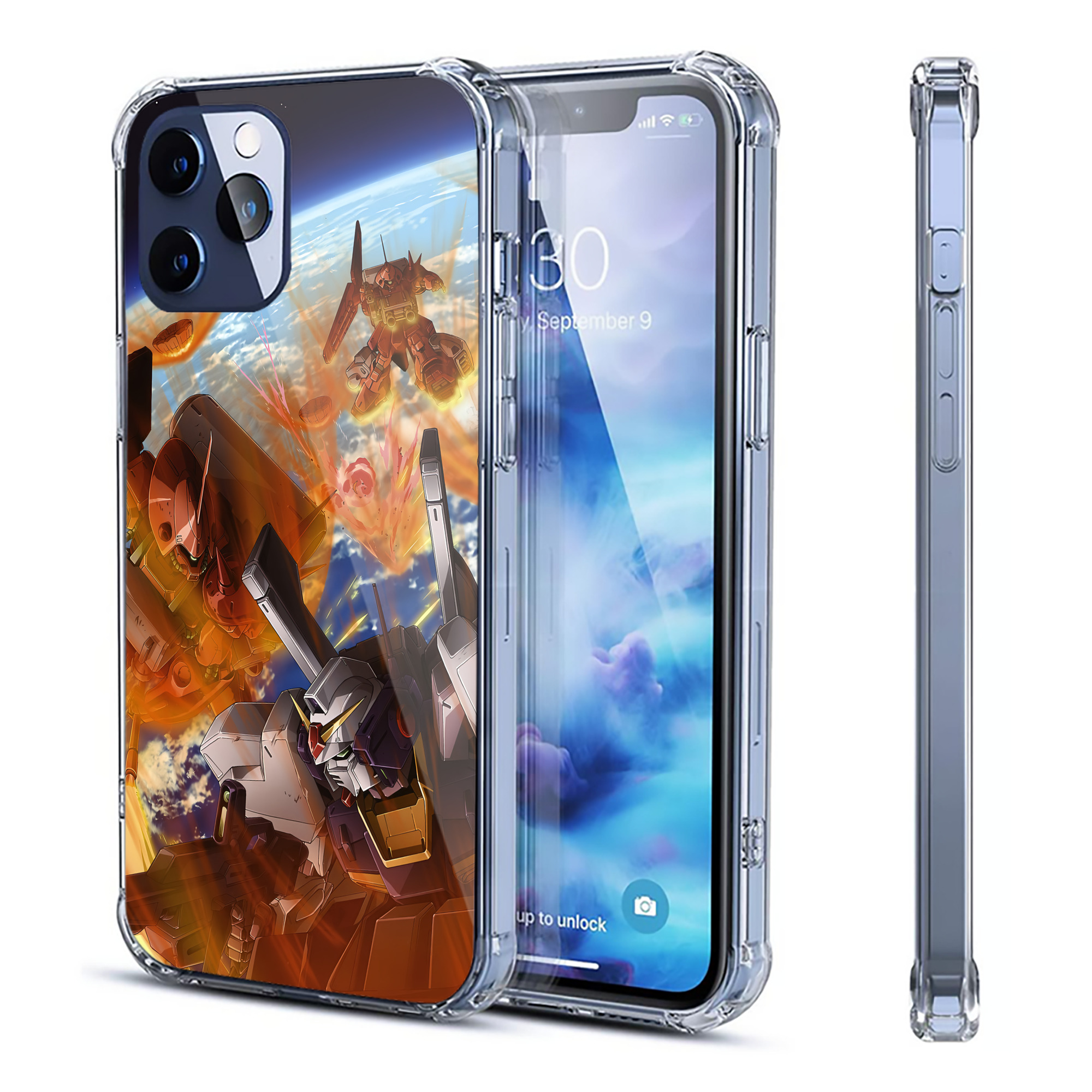 （画像用） 機動戦士ガンダム Mobile Suit Gundam 【iPhone 12シリーズ対応】透明スマホケース（クリアソフトケース）